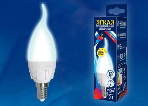 Лампа светодиодная диммируемая Uniel LED-C37 7W/3000K/E27/FR/DIM PLP01WH картон - фото 2