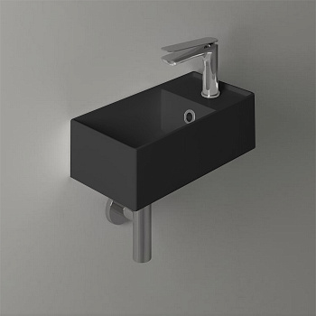 Раковина из санфаянса Simas Agile AG20 nero matt*1 40х20 подвесная цвет черный матовый 1 отверстие под смеситель