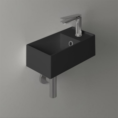 Раковина из санфаянса Simas Agile AG20 nero matt*1 40х20 подвесная цвет черный матовый 1 отверстие под смеситель