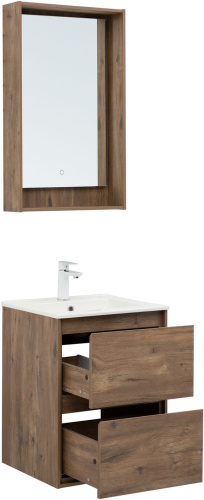 Тумба под раковину Aquanet Милан 00336376 50х45х64 подвесная цвет темное дерево - фото 5