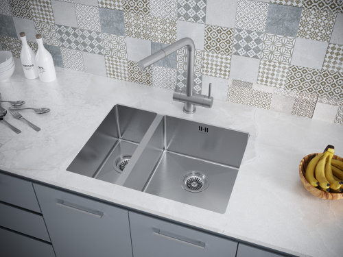 Кухонная мойка Paulmark GERBERG 59/2S UNI PM225944-BSR 34х39 цвет брашированная нержавеющая сталь поверхность матовая - фото 3