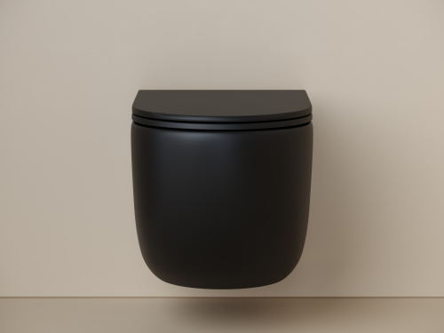 Унитаз подвесной Ceramica Nova UP CN4007MB черный матовый с сиденьем микролифт безободковый душевой смыв - фото 2