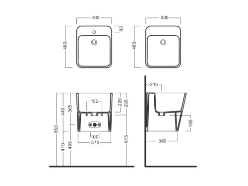 Раковина из санфаянса Hatria G-FULL YXJG01 48х40 подвесная цвет белый - фото 3