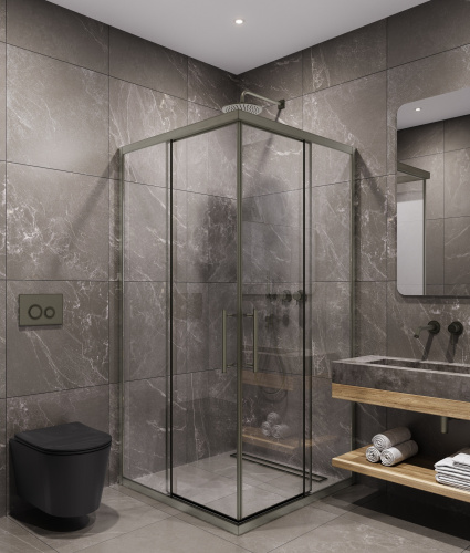 Душевой уголок Timo T36 90х90 стекло прозрачное профиль никель без поддона - фото 2