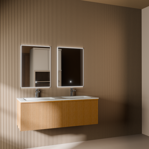 Тумба с раковиной+зеркало Art Decco Andy (Энди) AAN12W11D2M0 120x45x40 подвесная цвет белый дуб - фото 2