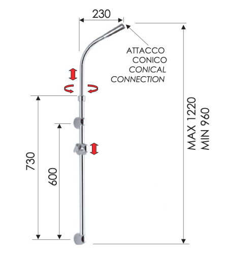 Душевая штанга Remer 318C настенная цвет хром - фото 2