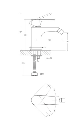Смеситель Cezares NAUTIC NAUTIC-BS1-NOP на биде черный матовый - фото 2