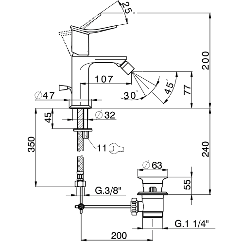 Смеситель Cisal Harlock HK0005546T на биде хром - фото 2