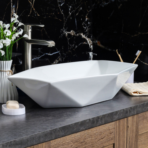 Раковина из сантехнического фарфора Melana 78125-805 65х42 накладная цвет белый без отверстий под смеситель - фото 5