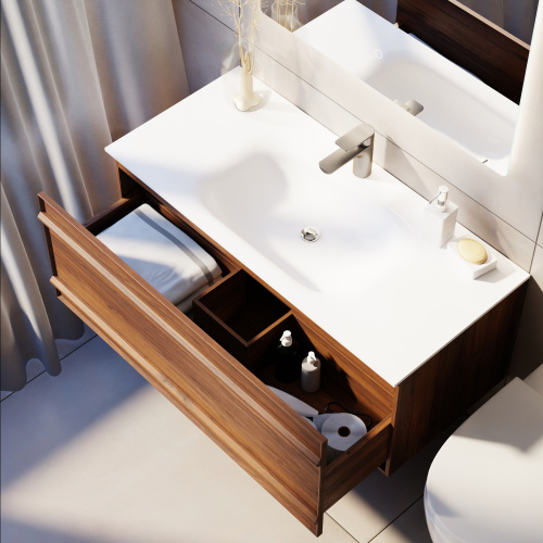 Тумба с раковиной+зеркало Art Decco Bridget (Бриджит) ABR10W22S1M0 100x45x40 подвесная цвет черный орех - фото 4