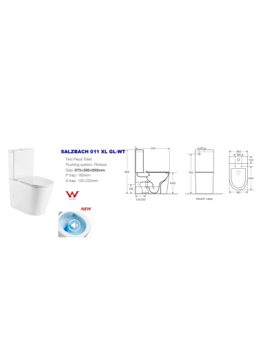 Унитаз напольный с бачком WeltWasser WW SK WW SALZBACH 011 XL GL-WT (10000013372) белый глянцевый с сиденьем микролифт безободковый смыв торнадо - фото 2