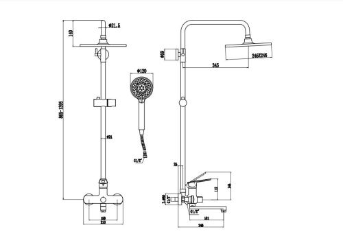 Душевая стойка Savol S-600608A настенная цвет хром - фото 2