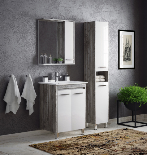 Шкаф-пенал Corozo Лорена SD-00000304 35х29х187 цвет белый/коричневый - фото 3