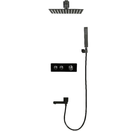Душевая система ALMAes Olef TVZ-0898 встраиваемая цвет черный с термостатом - фото 2