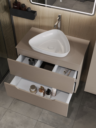 Тумба с раковиной Orange Line Li-80TuLMDF+B07-500W 81х46х66 цвет бежевый - фото 4