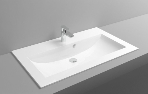 Раковина из литьевого мрамора Aquanet Мадонна НФ-00007502 91х56 полувстраиваемая цвет белый 1 отверстие под смеситель - фото 4