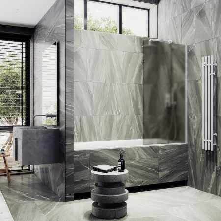 Душевая шторка на ванну Maybah Glass MGV-75-1ш 70х140 стекло тонированное профиль белый ориентация универсальная