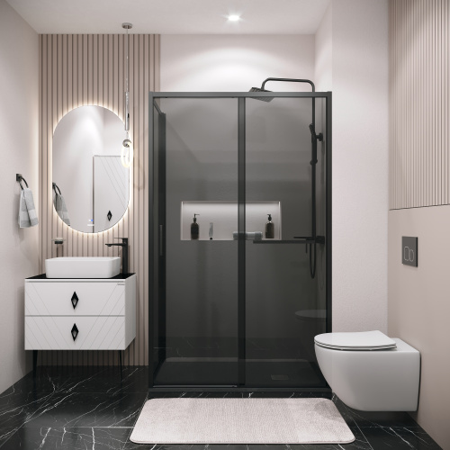 Душевая перегородка Grossman Style 200.K33.05.70.21.10 70х195 стекло тонированное профиль черный матовый - фото 3