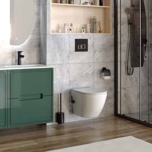 Унитаз подвесной Taliente Amato AM25010 + SMnero белый с сиденьем безободковый смыв торнадо - фото 3