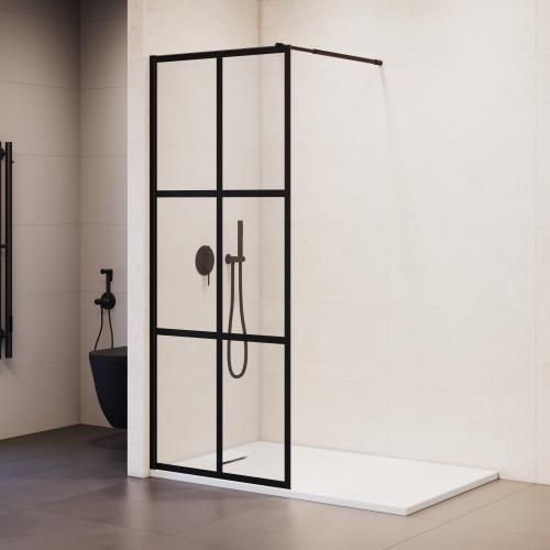 Душевая перегородка RGW Walk In 411011109-84 90х195 стекло с рисунком профиль черный - фото 2