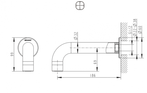 Излив Bravat Built-in FS101C-RUS встраиваемый в стену хром - фото 2