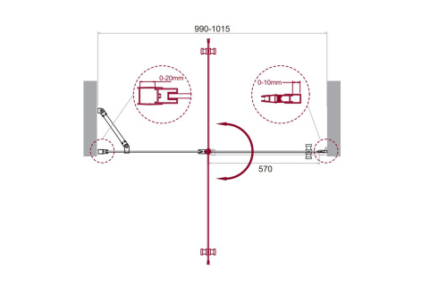 Душевая дверь BelBagno ETNA ETNA-B-12-60/40-C-Cr-90 100х195 стекло прозрачное профиль хром глянцевый - фото 2