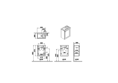Тумба с раковиной Vitra Root Classic 68615 45х29х58 подвесная цвет темно-синий матовый - фото 2