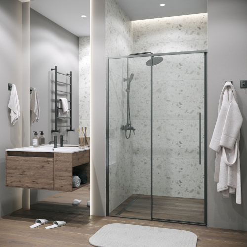 Душевая дверь Grossman Galaxy 100.K33.01.140.42.00 140х195 стекло прозрачное профиль графит - фото 3