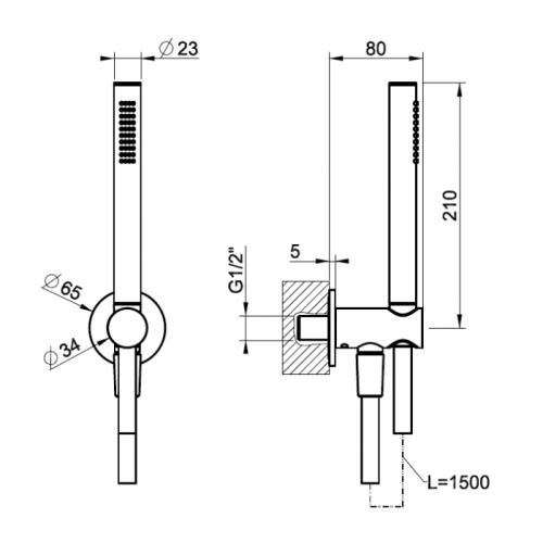 Душевой гарнитур Gessi Shower Sets 63329#149 настенный  никель - фото 2