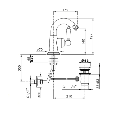 Смеситель Nicolazzi Petit Mont Blanc 3455CR76C на биде хром - фото 2