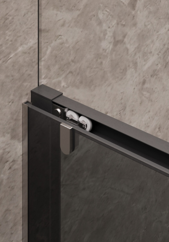 Душевая дверь Timo T03 120х195 стекло графитовое профиль черный - фото 4