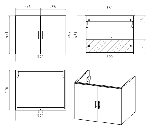 Тумба под раковину Misty Галвер Пр-Гал06060-0011По 59х48х45 подвесная - фото 3