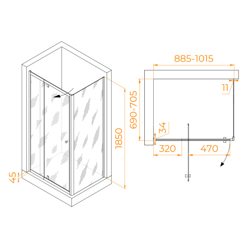 Душевой уголок RGW Passage 41084497-011 90х70 стекло прозрачное профиль хром глянцевый без поддона - фото 2