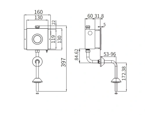Инфракрасная клавиша смыва для писсуара Arrow AG7109AB цвет хром - фото 2