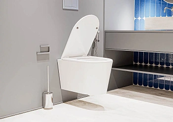 Унитаз подвесной Veconi Ruga VRU-52T белый глянцевый с сиденьем микролифт безободковый смыв торнадо