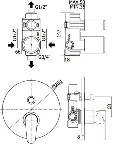 Смеситель для душа Paffoni Green GR015CR встраиваемый в стену хром - фото 2