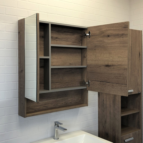 Зеркало-шкаф Comforty Никосия 00-00008851CF 70х14х80 подвесной цвет дуб темный - фото 4