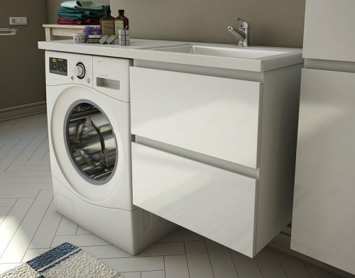 Тумба с раковиной Эстет Dallas Luxe 100 ФР-00002314 36х48х61 подвесная цвет белый - фото 5