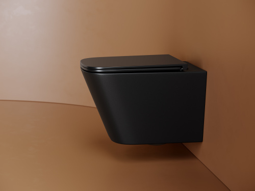 Унитаз подвесной Ceramica Nova UNION CN4009TMB черный матовый с сиденьем микролифт безободковый смыв торнадо - фото 4