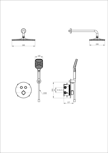Душевая система Wonzon & Woghand WW-D2017-A-MB встраиваемая в стену цвет черный с термостатом - фото 2