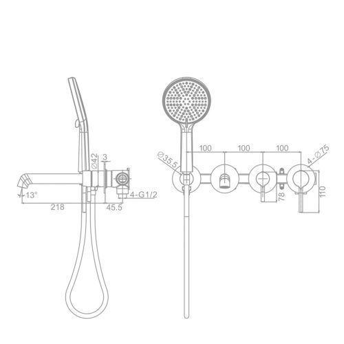 Смеситель для ванны и душа Raglo R20 R20.32 встраиваемый в стену хром - фото 2