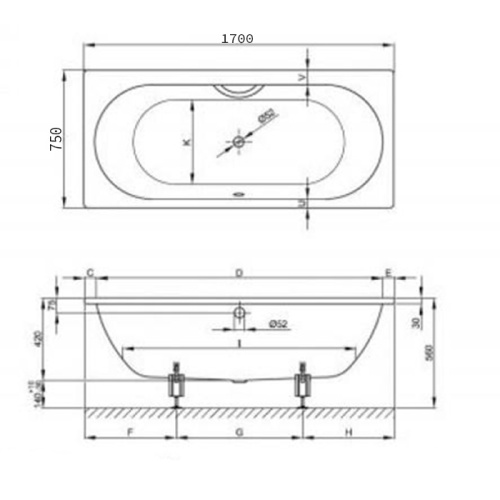 Ванна стальная Bette Starlet 1380-000 170х75 встраиваемая прямоугольная без ножек - фото 2