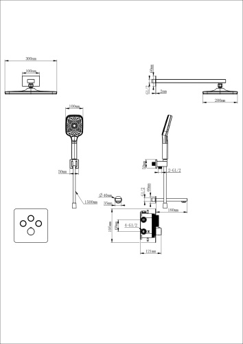 Душевая система Wonzon & Woghand WW-B4005-BG встраиваемая в стену цвет золото с термостатом - фото 2