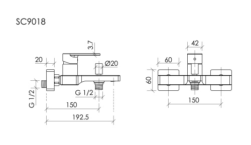 Смеситель для ванны и душа Sancos Studio SC9018BG настенный брашированное золото - фото 2