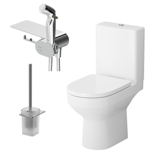 Унитаз напольный с бачком Am.Pm Spirit V2.0 CK70C1804W белый/хром с сиденьем микролифт безободковый душевой смыв - фото 2