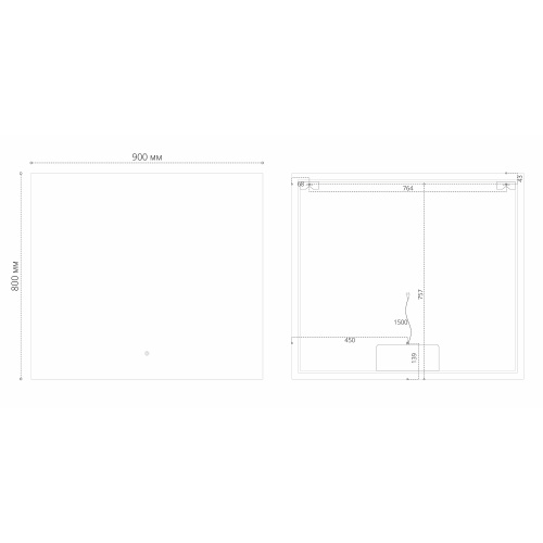 Зеркало в ванную Grossman PRAGMA-норма BLACK 1890802 90х80 цвет Черный - фото 4