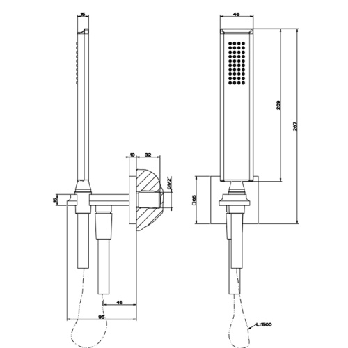 Душевой гарнитур Gessi Eleganza 46127#031 настенный  хром - фото 2
