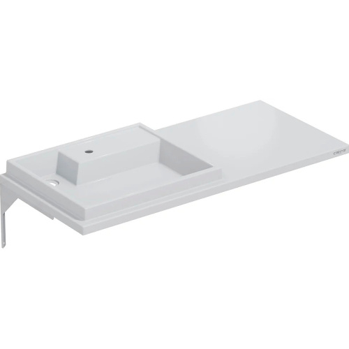 Раковина из искусственного камня СанТа Юпитер 900135 130х50 над стиральной машиной цвет белый 1 отверстие под смеситель - фото 3