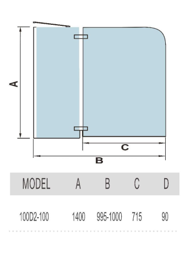 Душевая шторка на ванну WeltWasser WW100 10000001225 100х140 стекло прозрачное профиль хром глянцевый ориентация универсальная - фото 2