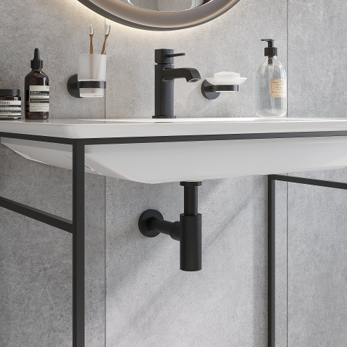 Комплект: Донный клапан Stworki SW-001BK черный матовый + Сифон SD-001BK черный матовый (1034987) - фото 4